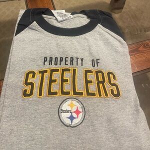 NFL Steelers Gray and Black Long Sleeve Tee